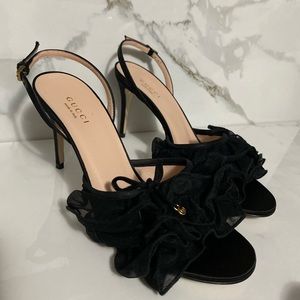 Gucci Toulle black sling back sandals